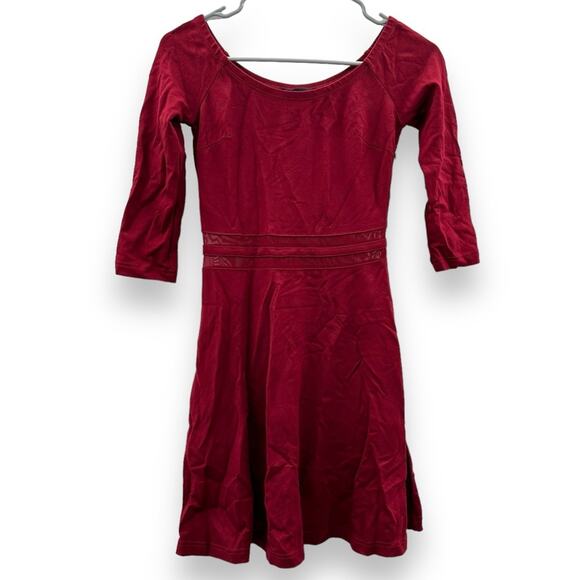 Lulus‎ Yes to the Mesh Wine Red Half Sleeve Skater Mini Dress Size S - Picture 2 of 11